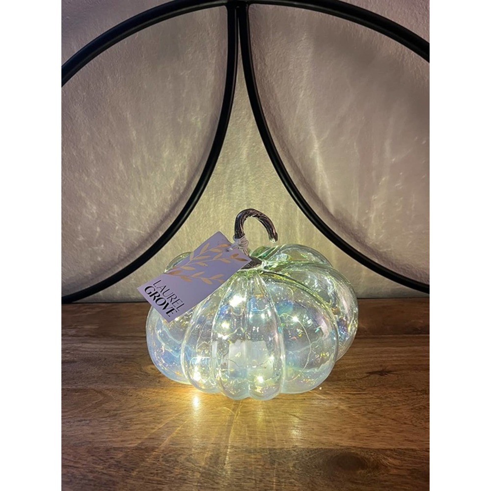 Beautiful Fall decor light up clear glass pumpkin